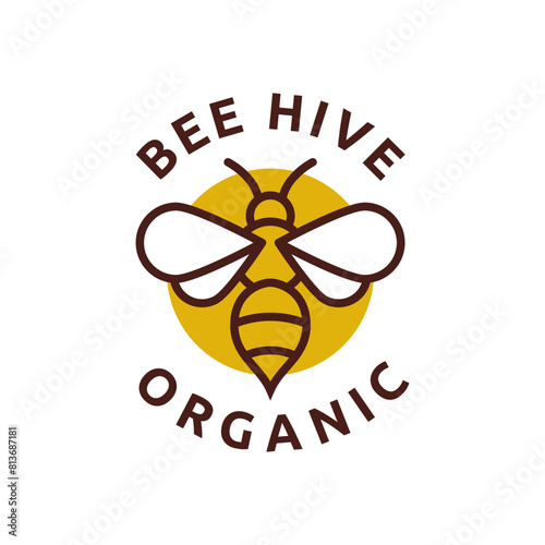Bee hive and honey logo flat vector designBee hive and honey logo flat vector design