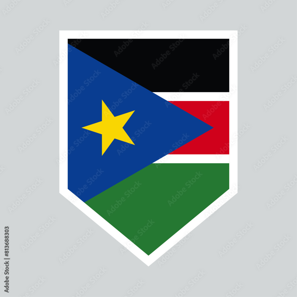 South Sudan Flag in Shield Shape South Sudan Flag in Shield Shape