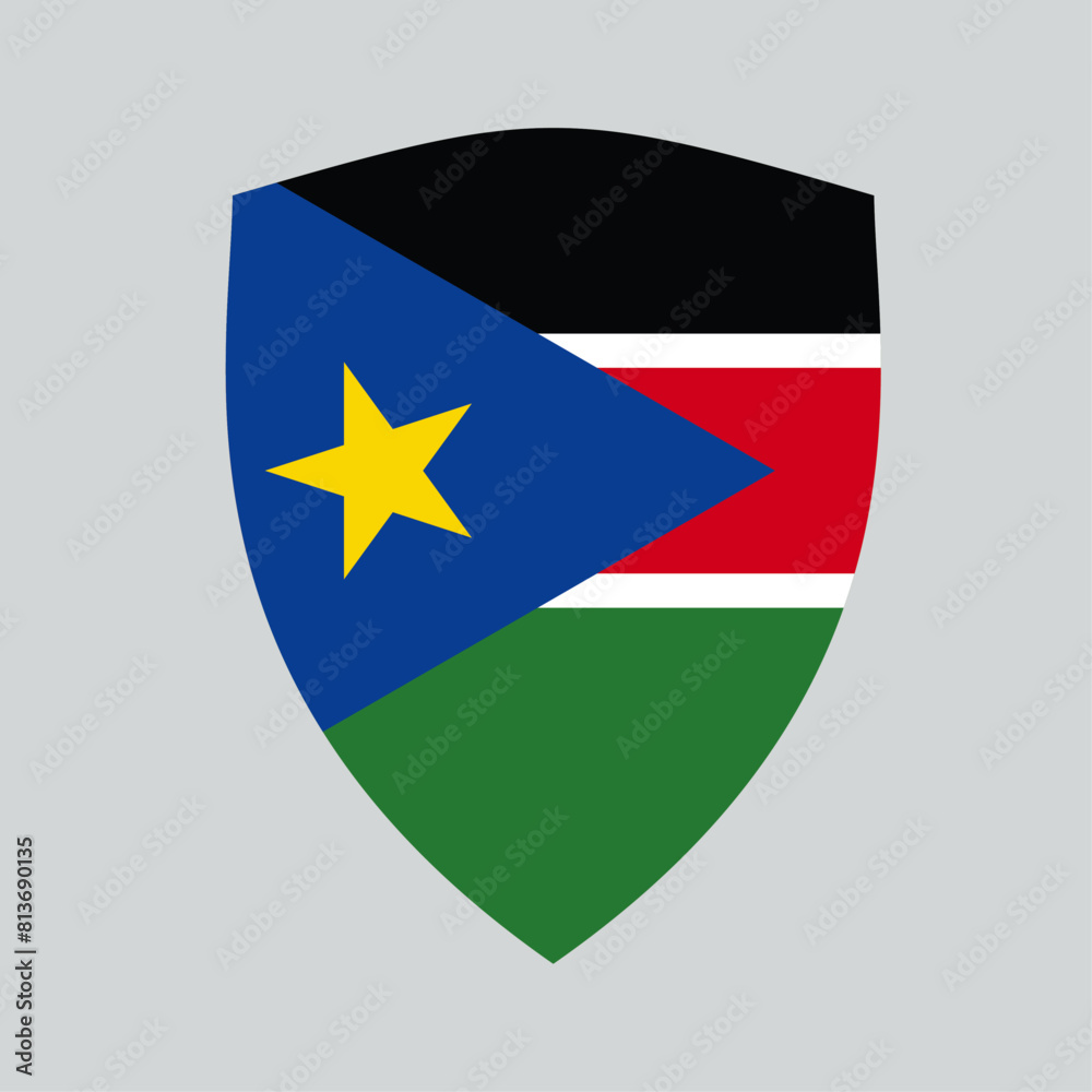Naklejka premium South Sudan Flag in Shield Shape