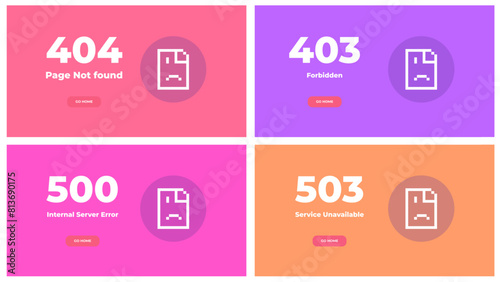 Web error pages layout vector design