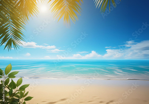 summer scenery at the beach with clear blue sky