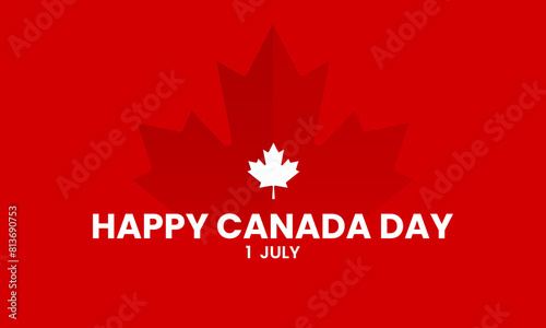 Happy Canada Day background. National holiday celebration design with red maple leaf. Greeting card, banner. Vector illustration