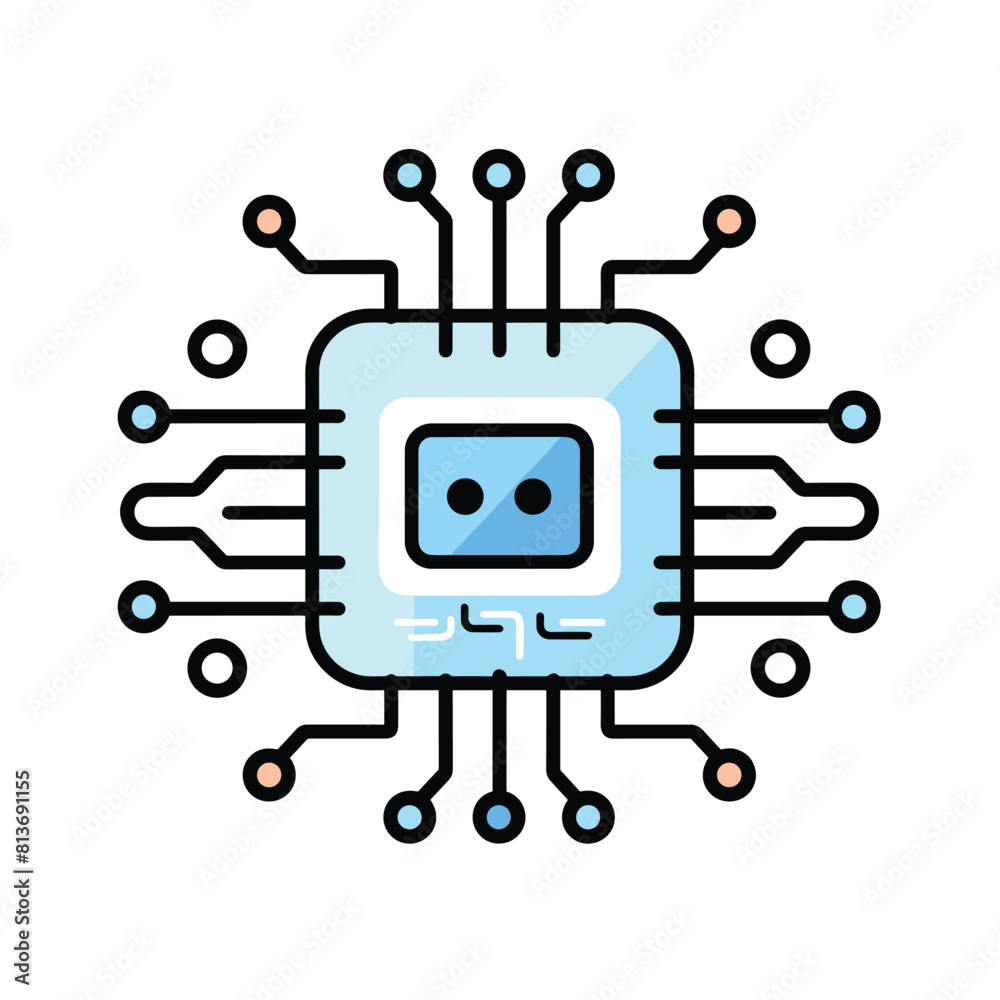 Chip circuit board icon computer data symbol. AI concept logo, vector illustration Chip circuit board icon computer data symbol. AI concept logo, vector illustration