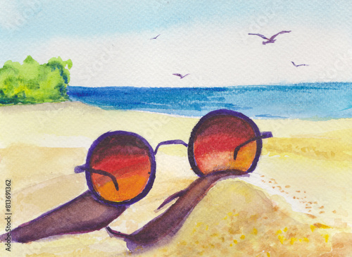 sunglasses forgotten on the beach