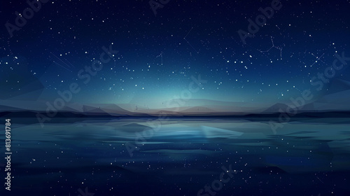 A calm, starlit night with Geometric pattern background
