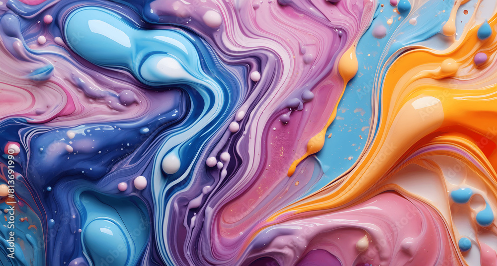 Dynamic Swirls of Vivid Acrylic Liquid Paint Textures: Bold Hues and Emotional Abstract an artwork created with generative AI tools