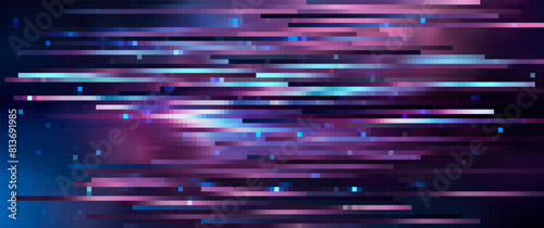 Trendy glitch pattern on dark background. Modern style vector. Abstract geometric elements