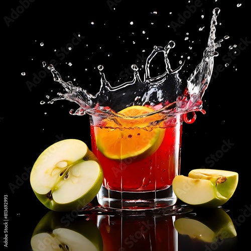 Apple juice splash  around and swirled around photo
