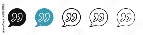 Comment quote line icon set. definition or description vector symbol. feedback dialog bubble sign. speech text balloon icon for UI designs. photo