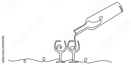 bottle and glass of wine © isdiyono