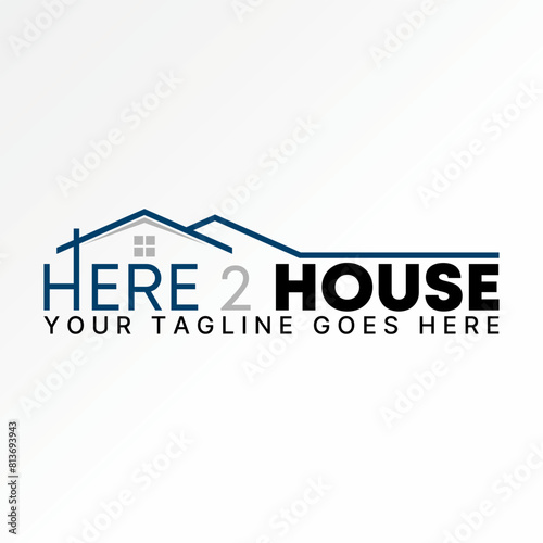 Logo design graphic concept creative vector premium stock abstract word text Here 2 Roof House with line on top. Related to property architecture home
