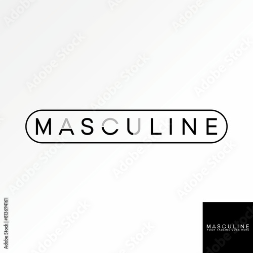 Logo design graphic concept creative vector premium stock abstract word text Masculine with cutting on font emblem. Related monogram typography brand