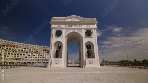 Tablou pe pânză Triumphal arch timelapse and the central part of the city in Astana, Kazakhstan