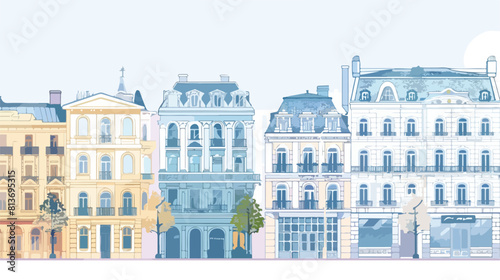 Cityscape with facades of elegant buildings of Europe