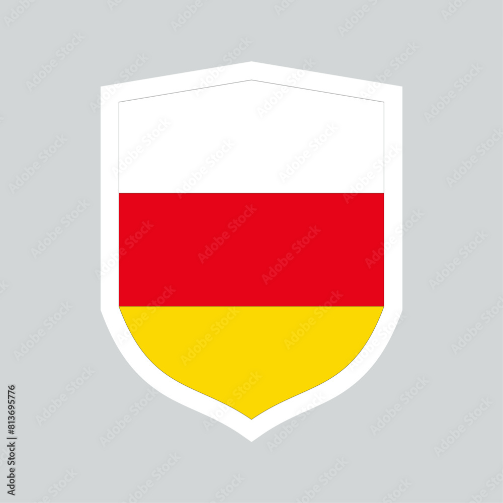 Naklejka premium South Ossetia Flag in Shield Shape Frame