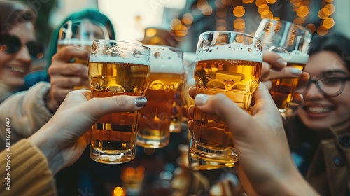 Hand holding beer glass celebrating Oktoberfest