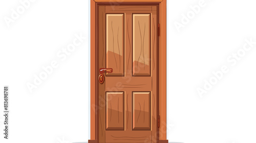 Closed wooden door isolated on white Vector style 