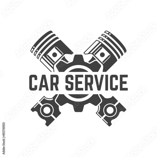 Automotive piston workshop logo design modern badge style custom car service engine tune up logo.