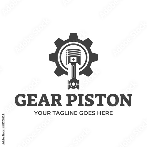Automotive piston workshop logo design modern badge style custom car service engine tune up logo.
