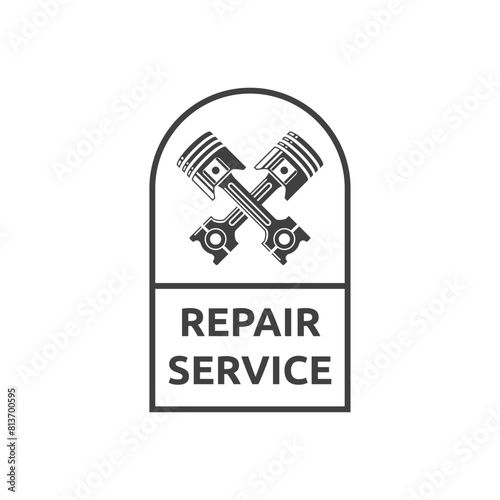Automotive piston workshop logo design modern badge style custom car service engine tune up logo.