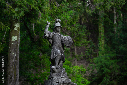 The San Miguel Fountain Statue in Terras de Bouro, Braga, Portugal.