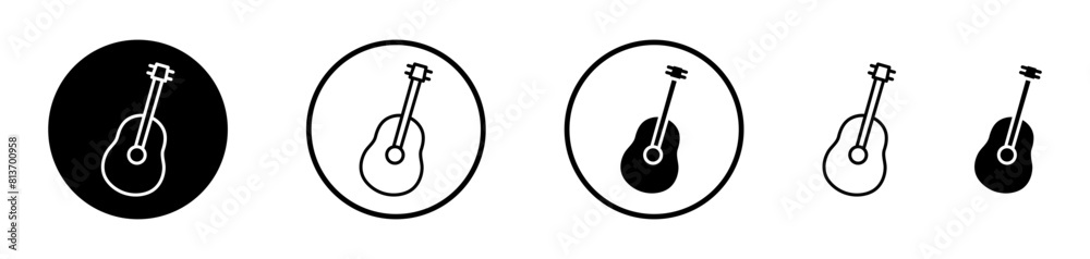 Guitar icon set. Vector symbols of ukuleles and acoustic guitars, musical instrument icons.