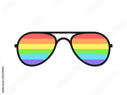Aviators glasses with rainbow colored flag. Colors of the LGBTQ community.