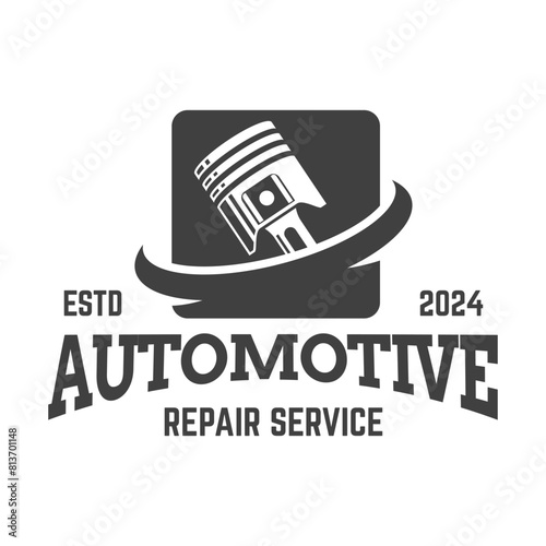 Automotive piston workshop logo design modern badge style custom car service engine tune up logo.