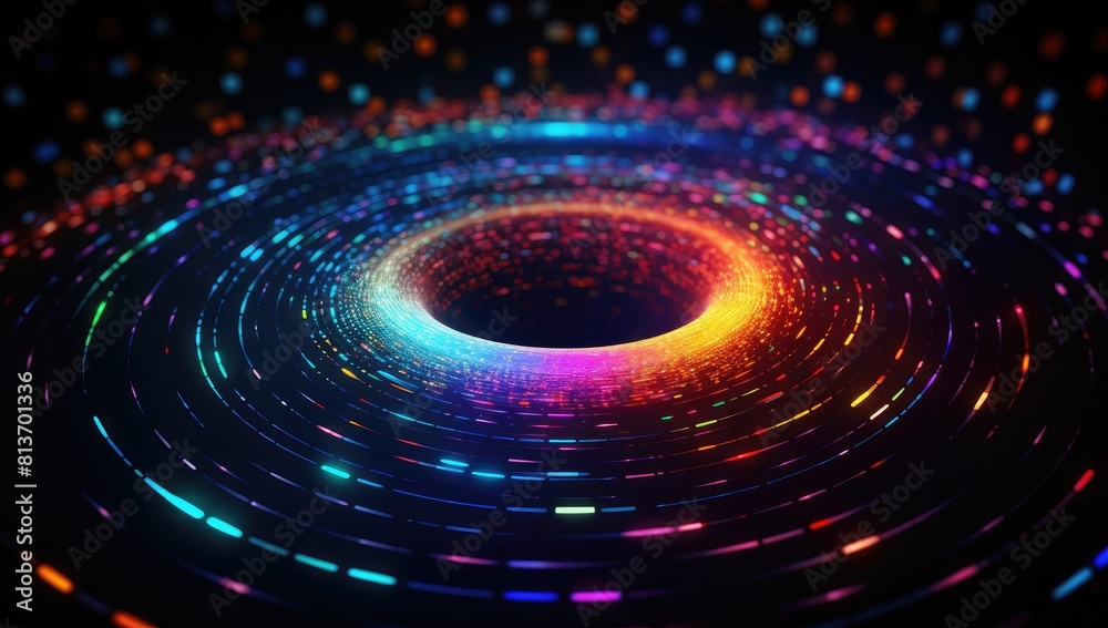 A colorful spiral with a blue center
