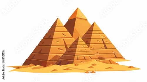 Cartoon illustration of Egyptian pyramids. Burial place and cult place of ancient Egypt's pharaohs. Isolated on a white background. photo