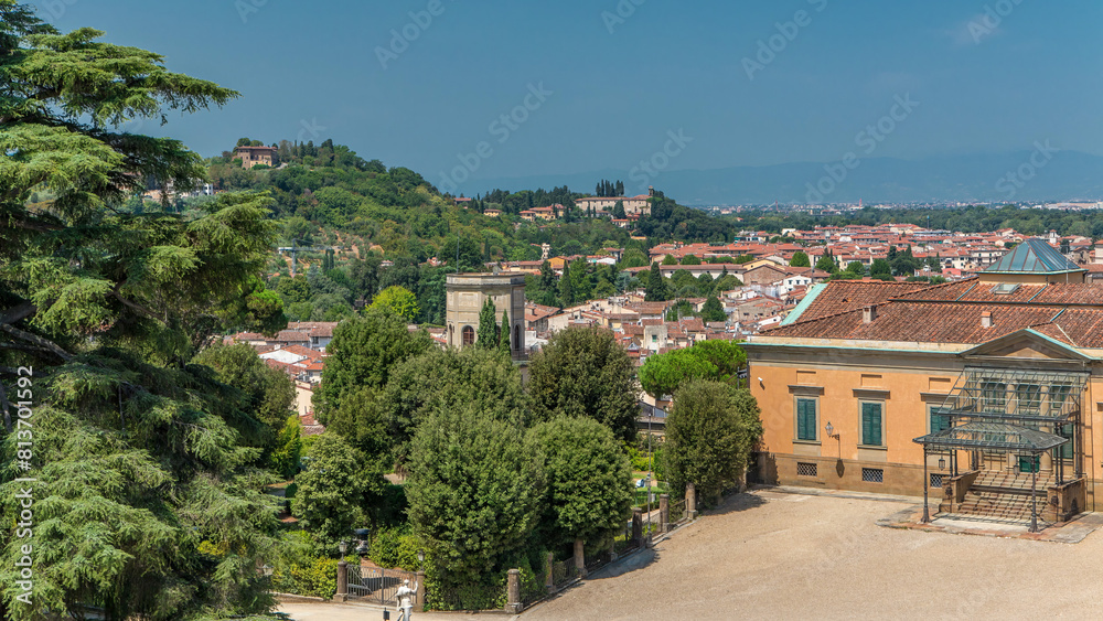 Florence landscape from above timelapse, panorama on historical view from Boboli Gardens Giardino di Boboli point. Italy. Florence landscape from above timelapse, panorama on historical view from Boboli Gardens Giardino di Boboli point. Italy.
