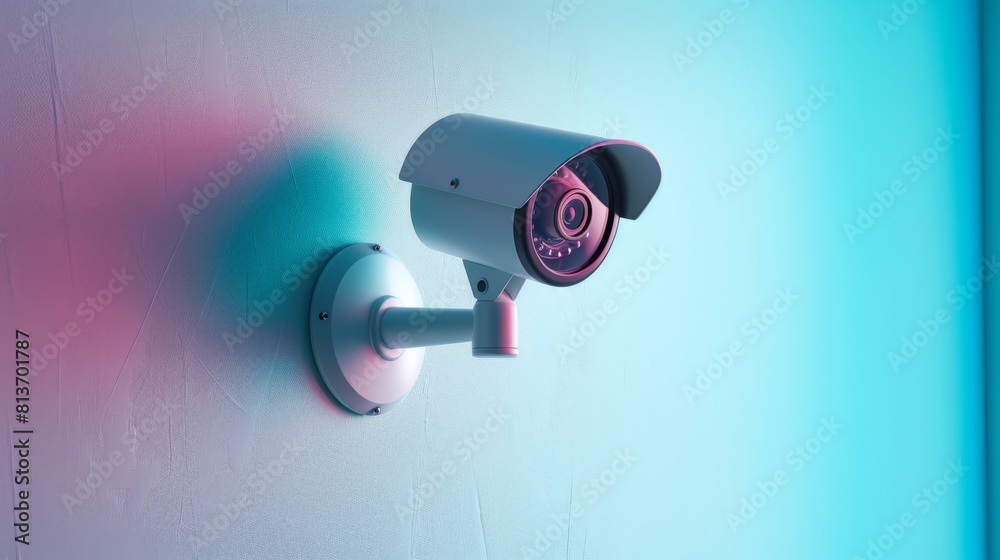 Close up of CCTV camera over defocused background with copy space Close up of CCTV camera over defocused background with copy space