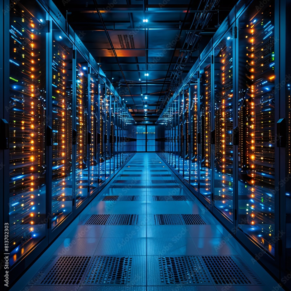 Obraz premium Data Centers: Enhancing the Backbone of Technological Infrastructure.