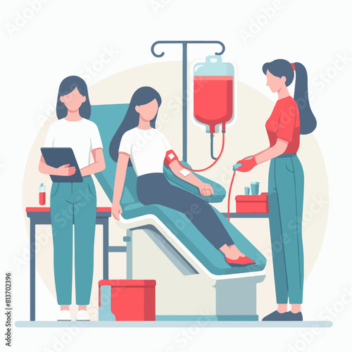 illustration of a person donating blood. Social active youth. Life saving impact of blood. photo