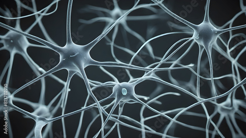 Microscopic brain neurons illustration, Generative AI