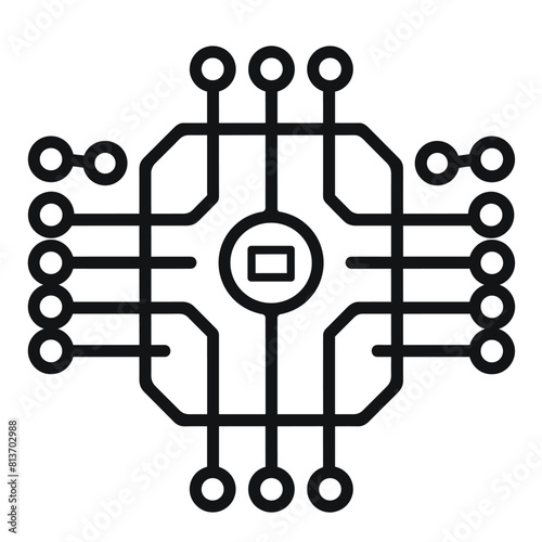 Simple chip circuit board icon data concept logo vector illustration
