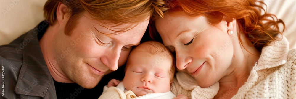Happy parents bonding with newborn, starting their parenthood journey with joy and excitement