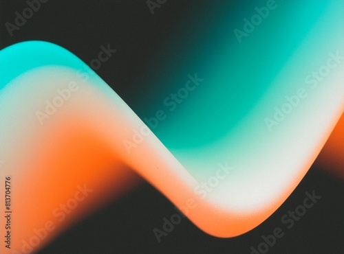 Abstract orange and turquoise wave on black background