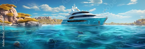 A luxury yacht sailing through turquoise waters