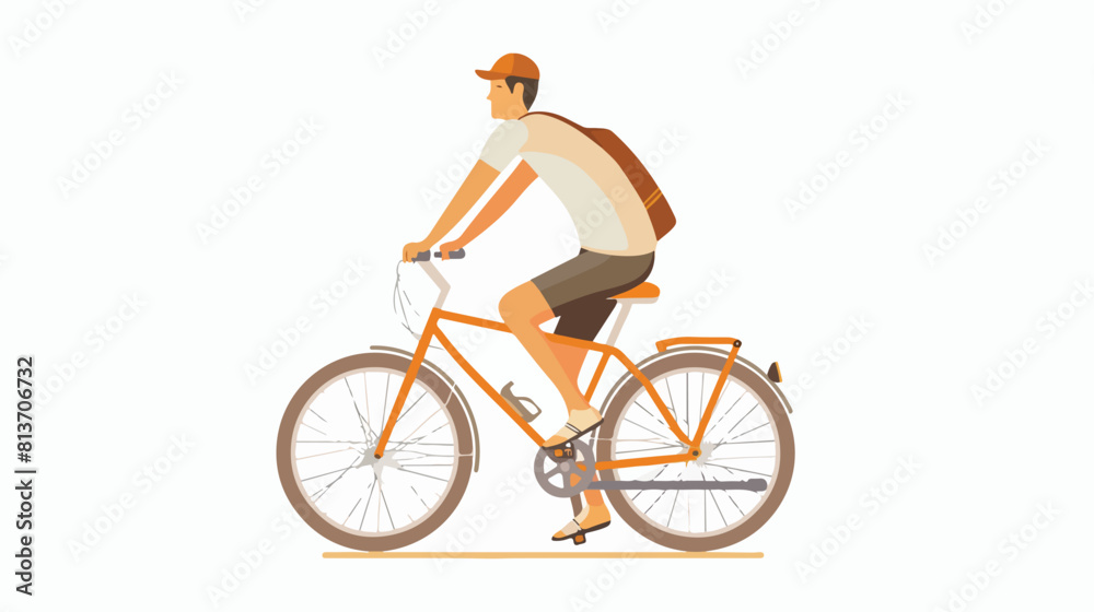 Man or boy dressed in casual clothing riding bike