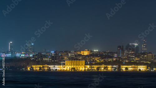 Mimar Sinan University night timelapse. Besiktas district in Istanbul taken from asian part of the city.