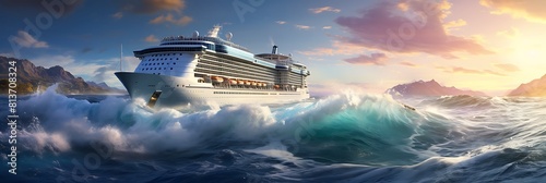 A massive cruise ship sailing through the Caribbean photo