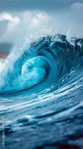 big wave blue background, vertical