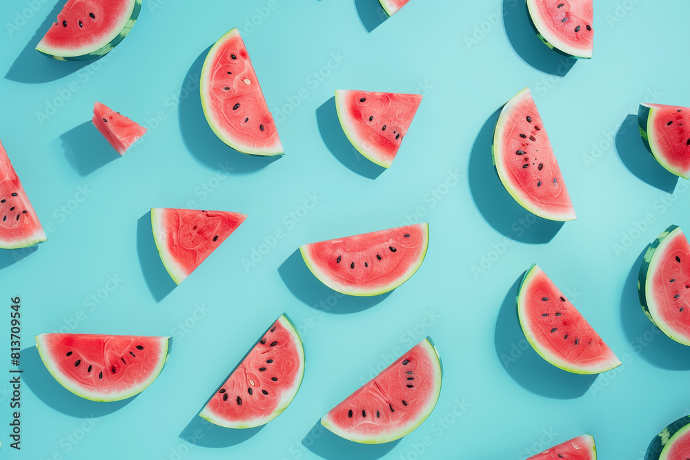 watermelons seamless pattern with blue background watermelons seamless pattern with blue background