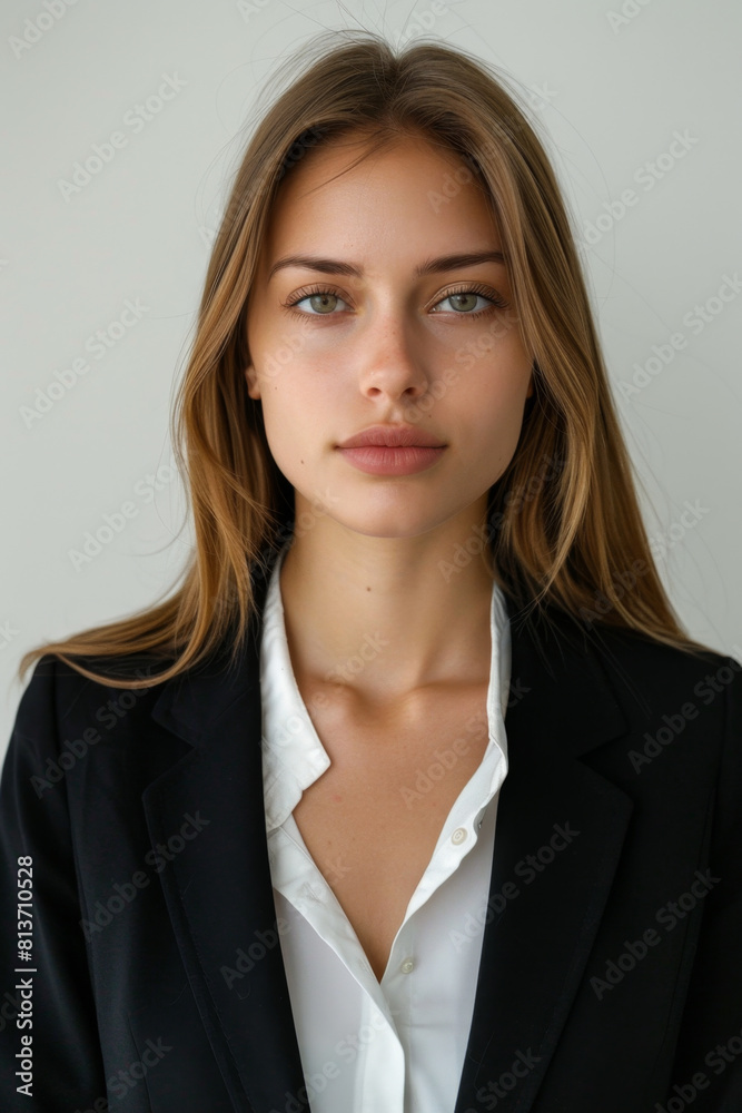 Elegant businesswoman with straight hair in urban setting Elegant businesswoman with straight hair in urban setting