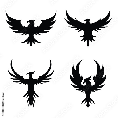 Collection of eagle and phoenix silhouette logos