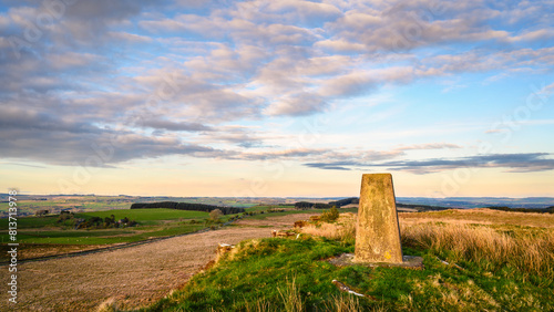 Ravensheugh Crags Trig Point, a popular spot with climbers this sandstone crag has 134 documented climbing routes and is located in Northumberland National Park near Simonburn, North East England