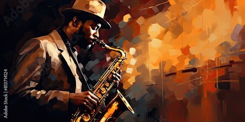 Melodic Reverie  Saxophone Player Weaves Jazz Magic with Every Note