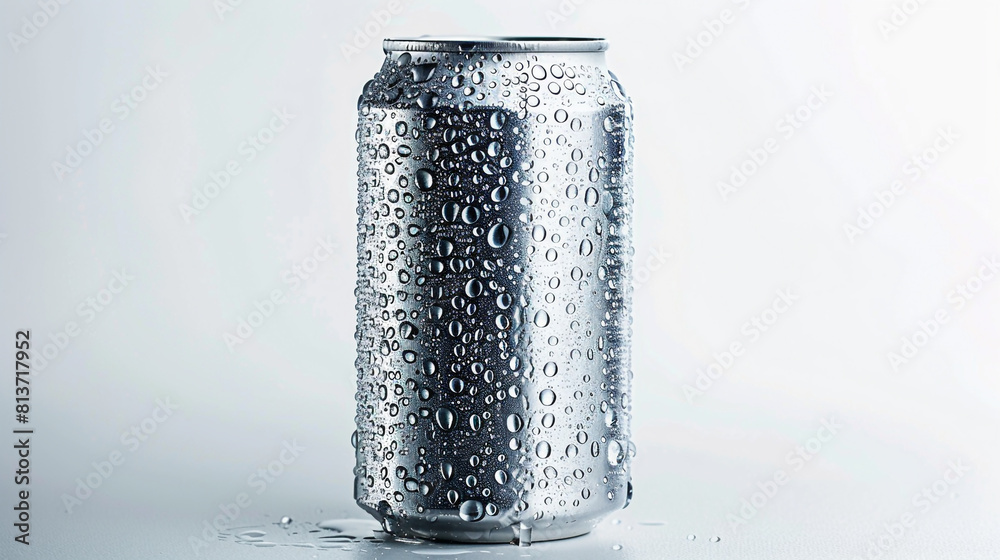 Full size aluminum soda can with water drops isolated on white background Full size aluminum soda can with water drops isolated on white background