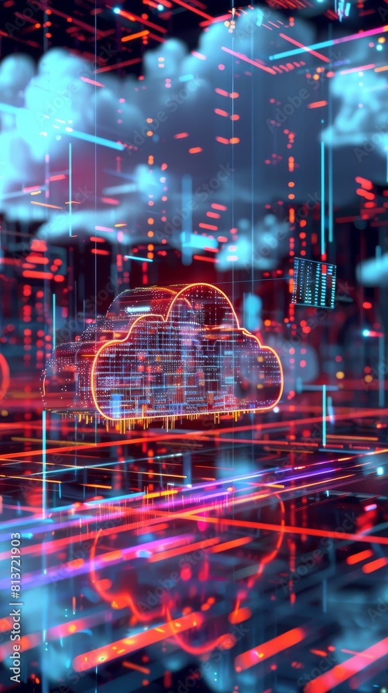 Futuristic Cloud Computing Network Visualization Futuristic Cloud Computing Network Visualization